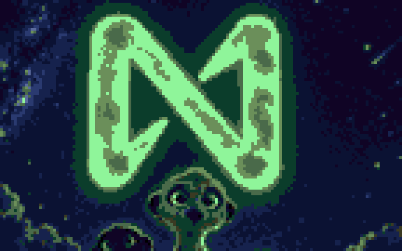 A pixel-art meerkat under a glowing NEAR logo